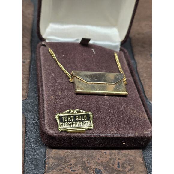 Vintage Love Letter Necklace 18k Gold Electroplate - Picture 2 of 5